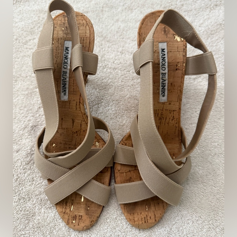 Manolo Blahnik Beige Strappy Sandals